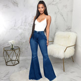 Total Flirt Stretch-Schlagjeans mit mittelhohem Bund – dunkle Waschung